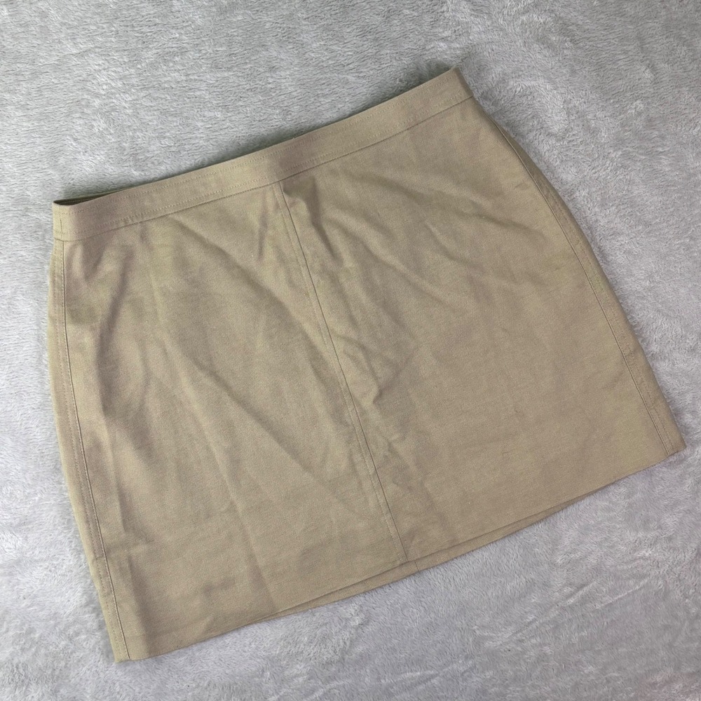 NWT J.Crew Women's Khaki Linen Blend Skirt Size 10 Back Zip Office Casual Lined